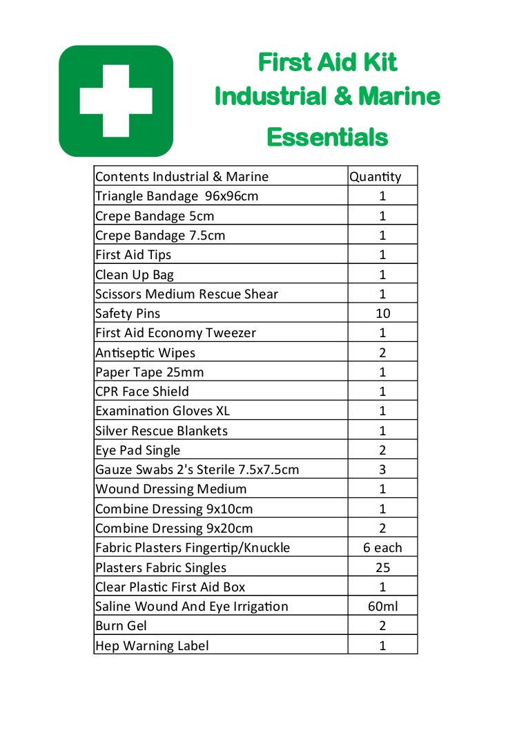 First Aid Kit - Essentials Industrial and Marine in Clear Plastic Box - Image 3