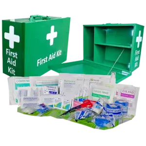 Kitchen, Food & Catering First Aid Kit Industrial Large Green Landscape / Portrait Wall Mount Metal Box