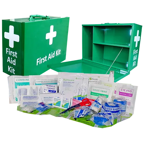 Kitchen, Food & Catering First Aid Kit Industrial Large Green Landscape / Portrait Wall Mount Metal Box