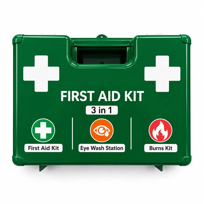 Triple Response Large Premium, 3 in 1 Workplace Station. First Aid Kit, Burns Kit and Eye Wash Station. - Image 2